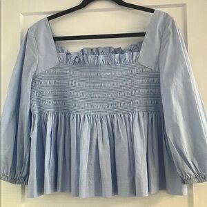 Blue Smocked Women's Top